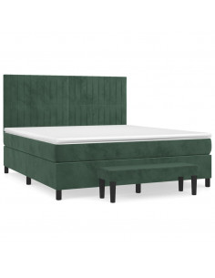 Giroletto a Molle con Materasso Verde Scuro 180x200 cm Velluto