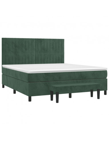 Giroletto a Molle con Materasso Verde Scuro 180x200 cm Velluto