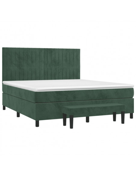 Giroletto a Molle con Materasso Verde Scuro 180x200 cm Velluto