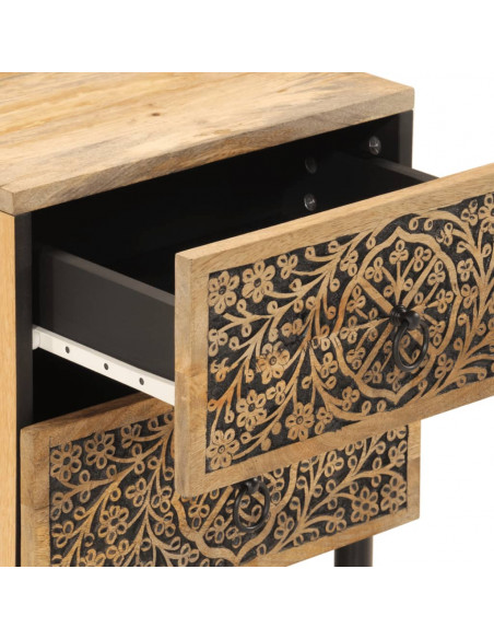 Comodini 2pz 40x33x46 cm in Legno Massello di Mango