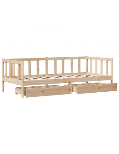 Dormeuse con Cassetti 80x200 cm in Legno Massello di Pino