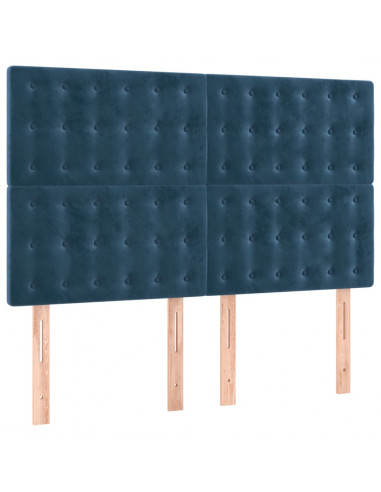 Giroletto a Molle con Materasso Blu Scuro 140x190 cm in Velluto