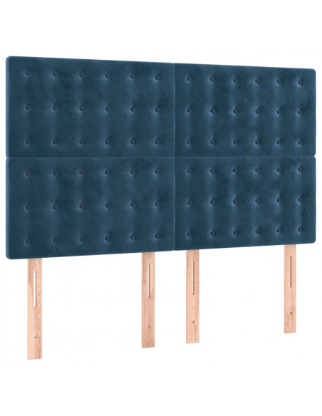 Giroletto a Molle con Materasso Blu Scuro 140x200 cm in Velluto