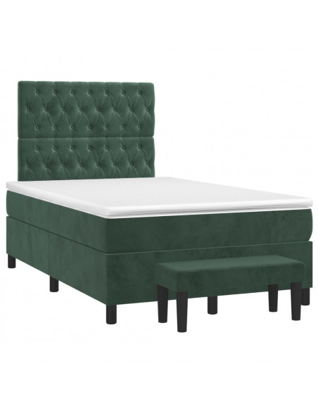 Giroletto a Molle con Materasso Verde Scuro 120x190 cm Velluto