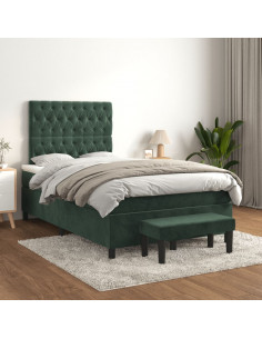 Giroletto a Molle con Materasso Verde Scuro 120x190 cm Velluto 2