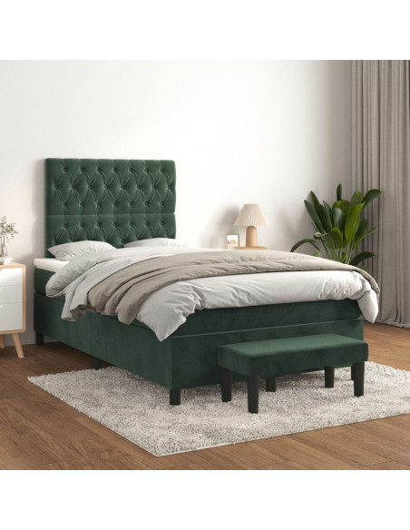 Giroletto a Molle con Materasso Verde Scuro 120x190 cm Velluto