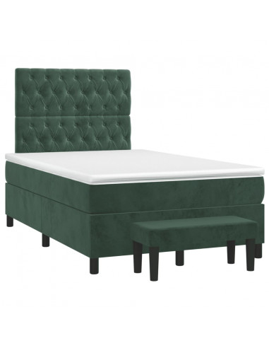 Giroletto a Molle con Materasso Verde Scuro 120x200 cm Velluto