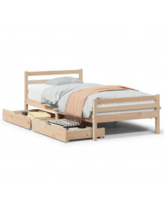 Letto senza Materasso 90x200 cm in Legno Massello di Pino