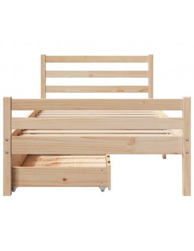 Letto senza Materasso 90x200 cm in Legno Massello di Pino