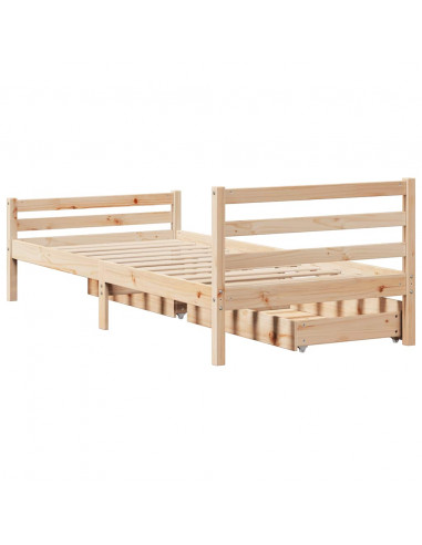 Letto senza Materasso 90x200 cm in Legno Massello di Pino
