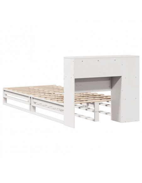 Letto Libreria senza Materasso Bianco 75x190 cm Legno Massello