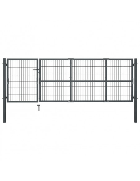 Cancello di Recinzione con Pali in Acciaio 350x100 cm Antracite
