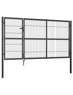 Cancello di Recinzione con Pali in Acciaio 350x140 cm Antracite 2