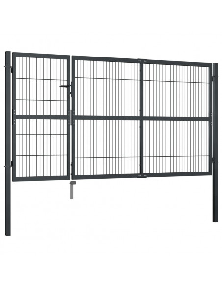 Cancello di Recinzione con Pali in Acciaio 350x140 cm Antracite