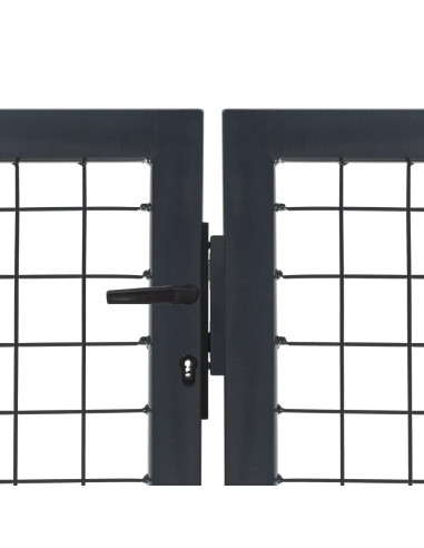 Cancello di Recinzione con Pali in Acciaio 350x140 cm Antracite