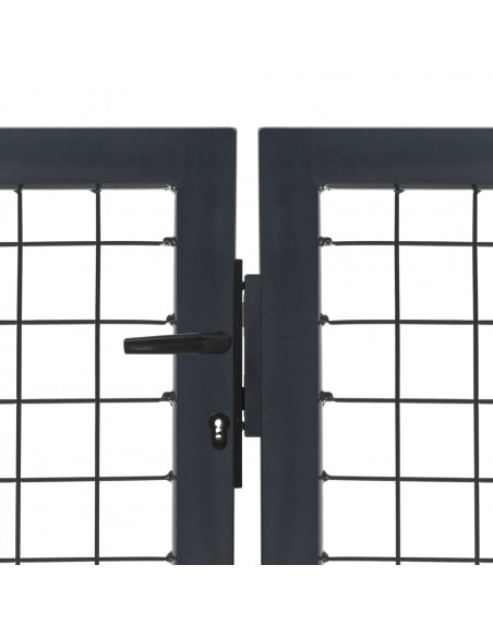Cancello di Recinzione con Pali in Acciaio 350x140 cm Antracite