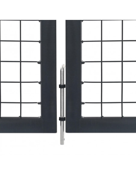 Cancello di Recinzione con Pali in Acciaio 350x140 cm Antracite