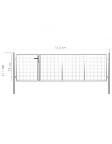 Cancello per Giardino in Acciaio 350x75 cm Argento