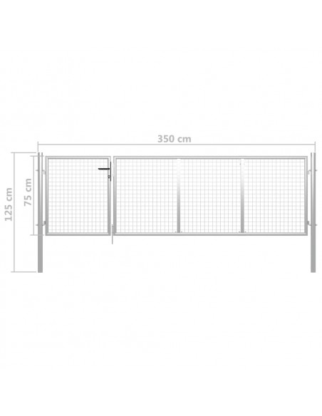Cancello per Giardino in Acciaio 350x75 cm Argento