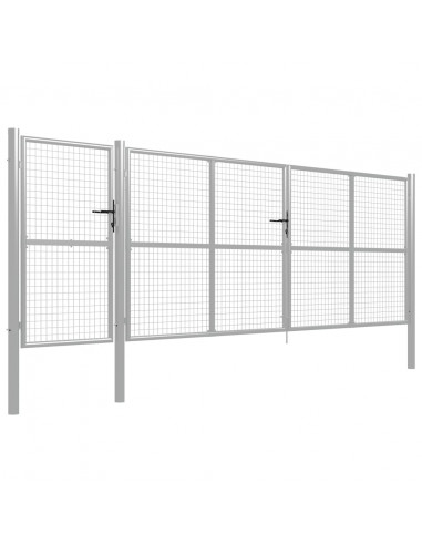 Cancello per Giardino in Acciaio 500x150 cm Argento