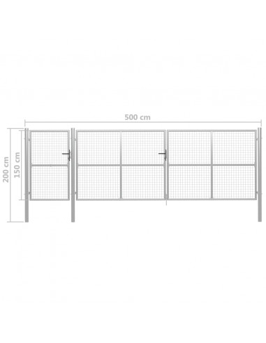 Cancello per Giardino in Acciaio 500x150 cm Argento