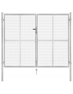 Cancello per Giardino in Acciaio Zincato 306x250 cm Argento