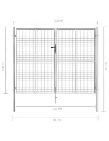 Cancello per Giardino in Acciaio Zincato 306x250 cm Argento
