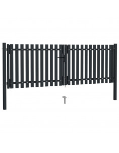 Cancello per Recinzione Doppio in Acciaio 306x175 cm Antracite 2