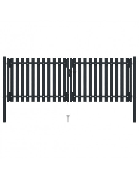 Cancello per Recinzione Doppio in Acciaio 306x175 cm Antracite