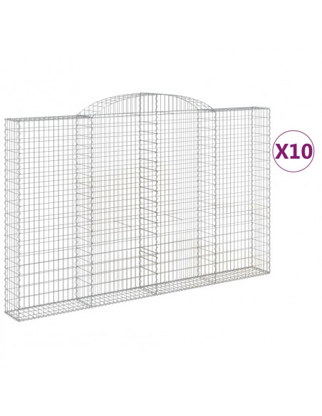Cesti Gabbioni ad Arco 10 pz 300x30x180/200 cm Ferro Zincato