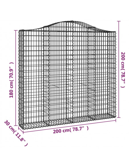 Cesti Gabbioni ad Arco 11 pz 200x30x180/200 cm Ferro Zincato