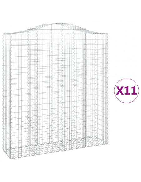 Cesti Gabbioni ad Arco 11 pz 200x50x220/240 cm Ferro Zincato