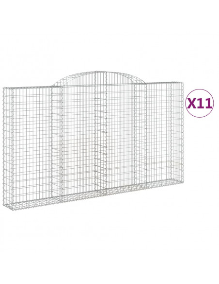 Cesti Gabbioni ad Arco 11 pz 300x30x160/180 cm Ferro Zincato