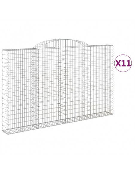 Cesti Gabbioni ad Arco 11 pz 300x30x180/200 cm Ferro Zincato