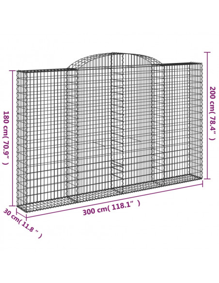 Cesti Gabbioni ad Arco 11 pz 300x30x180/200 cm Ferro Zincato