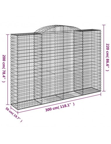 Cesti Gabbioni ad Arco 11 pz 300x50x200/220 cm Ferro Zincato