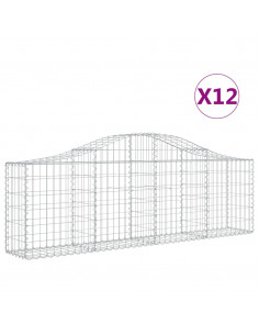 Cesti Gabbioni ad Arco 12 pz 200x30x60/80 cm Ferro Zincato