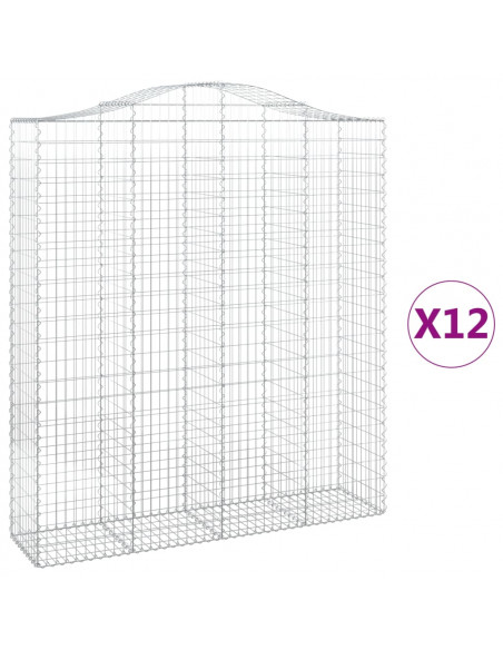 Cesti Gabbioni ad Arco 12 pz 200x50x220/240 cm Ferro Zincato