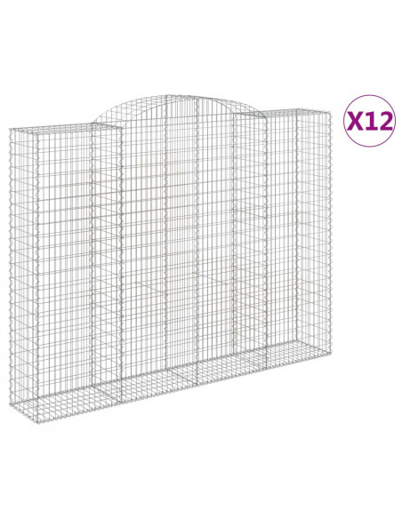 Cesti Gabbioni ad Arco 12 pz 300x50x220/240 cm Ferro Zincato