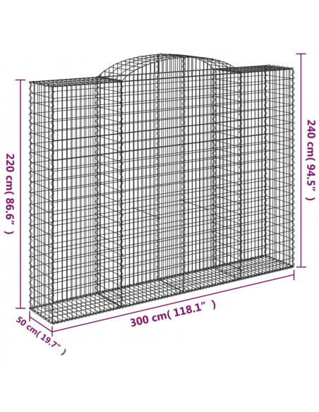 Cesti Gabbioni ad Arco 12 pz 300x50x220/240 cm Ferro Zincato