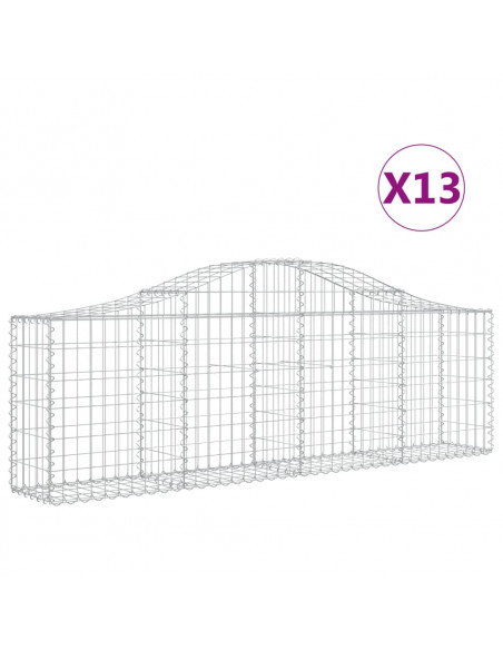 Cesti Gabbioni ad Arco 13 pz 200x30x60/80 cm Ferro Zincato