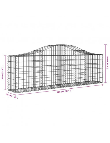 Cesti Gabbioni ad Arco 13 pz 200x30x60/80 cm Ferro Zincato