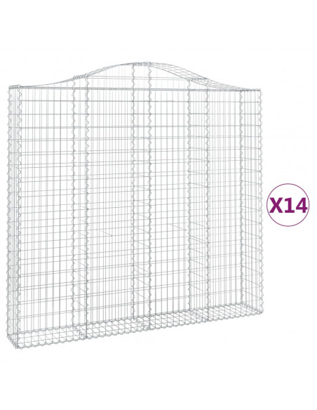 Cesti Gabbioni ad Arco 14 pz 200x30x180/200 cm Ferro Zincato