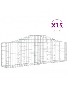 Cesti Gabbioni ad Arco 15 pz 200x30x60/80 cm Ferro Zincato
