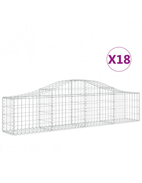 Cesti Gabbioni ad Arco 18 pz 200x30x40/60 cm Ferro Zincato