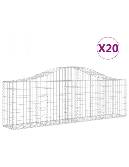 Cesti Gabbioni ad Arco 20 pz 200x30x60/80 cm Ferro Zincato