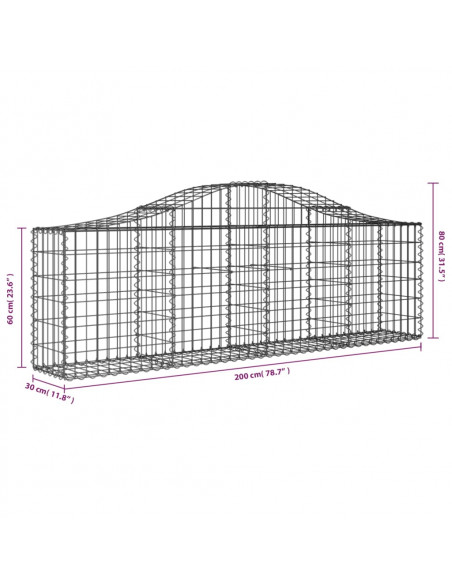 Cesti Gabbioni ad Arco 20 pz 200x30x60/80 cm Ferro Zincato