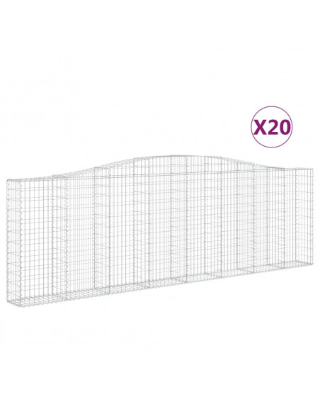 Cesti Gabbioni ad Arco 20 pz 400x30x120/140 cm Ferro Zincato