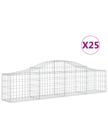 Cesti Gabbioni ad Arco 25 pz 200x30x40/60 cm Ferro Zincato