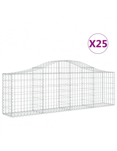 Cesti Gabbioni ad Arco 25 pz 200x30x60/80 cm Ferro Zincato